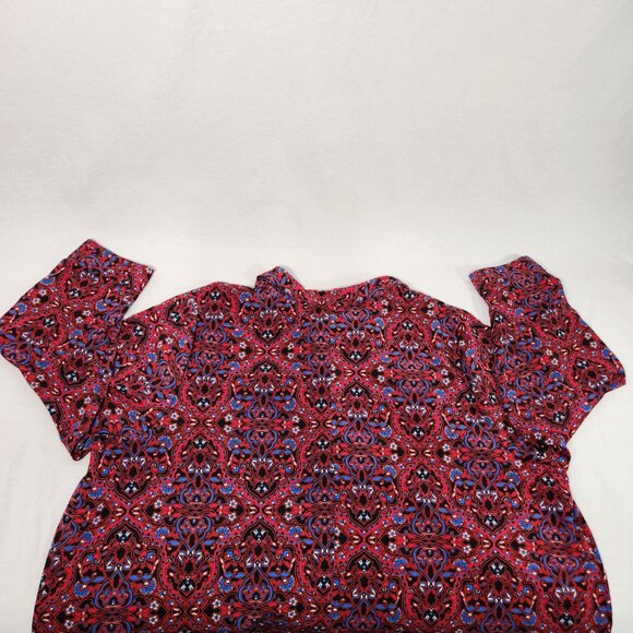 CATHERINES Preppy Multicolor Floral Roll Tab Shirt Tunic Top Size 4X New No Tag! - Picture 6 of 16